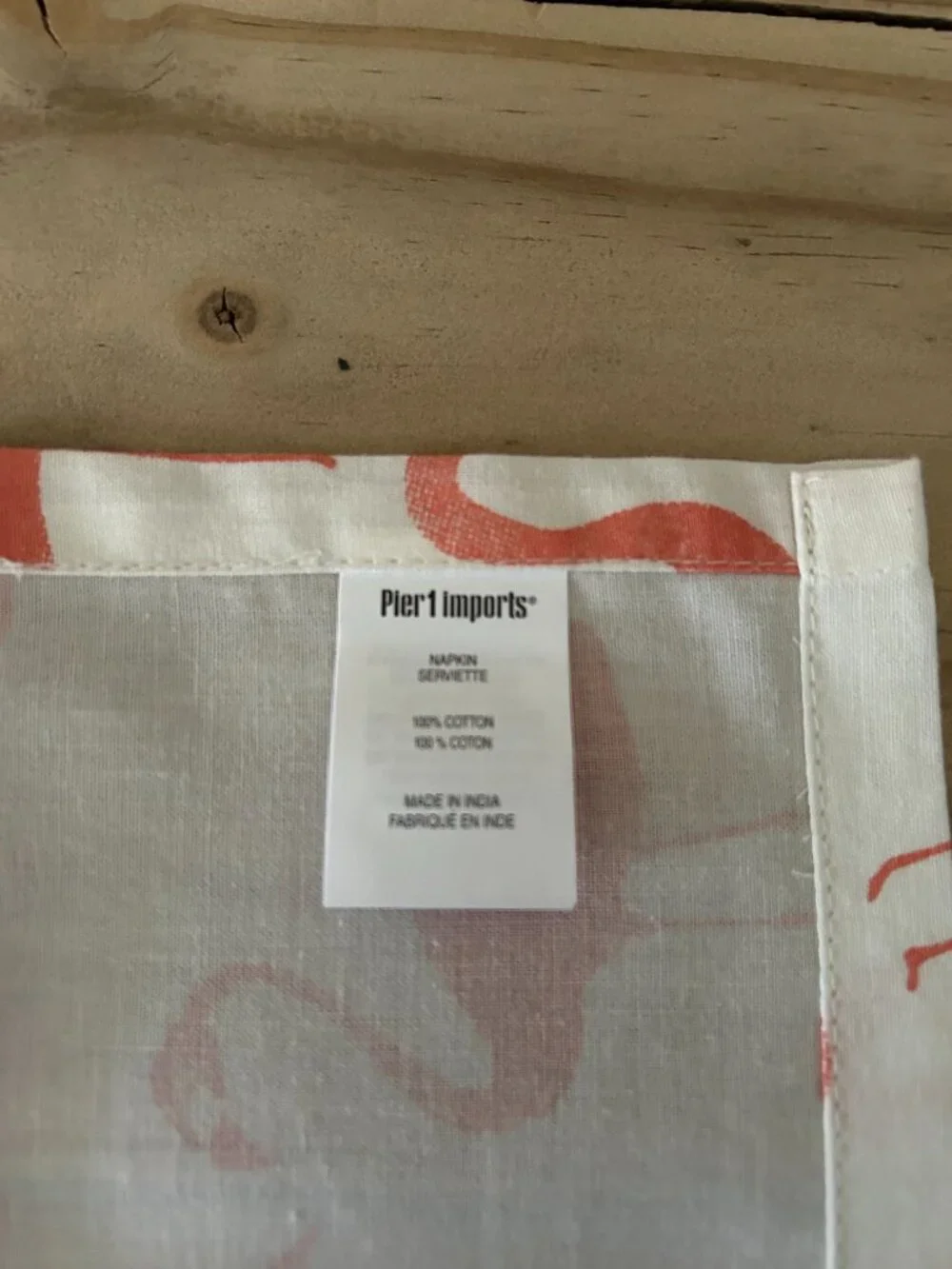 Two Pier 1 Imports Coral and White Flamingo Print Dinner Napkins 20